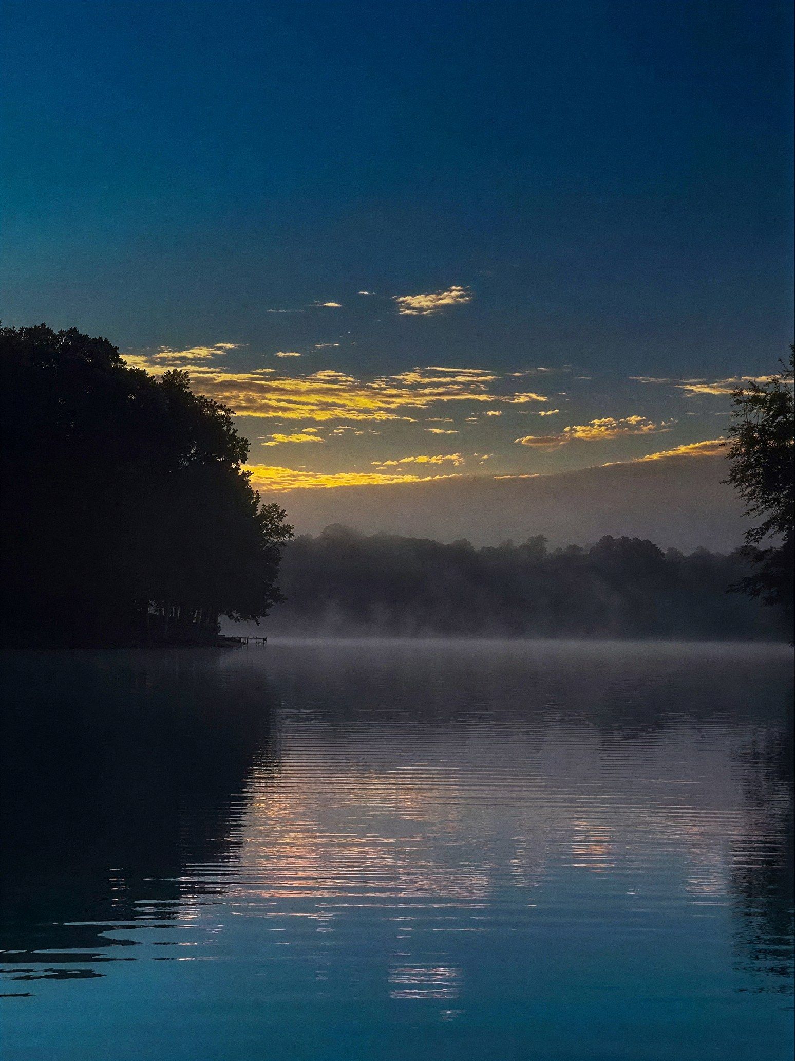 Mist over Lake Wedowee at dawn near Wedowee, AL